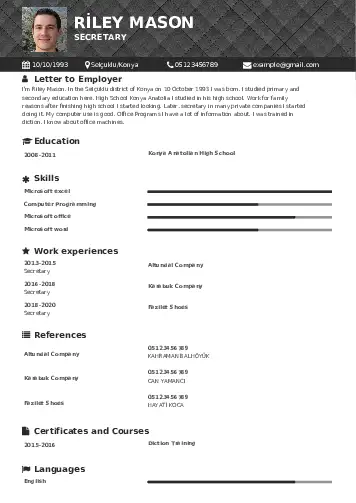 Secretary resume example